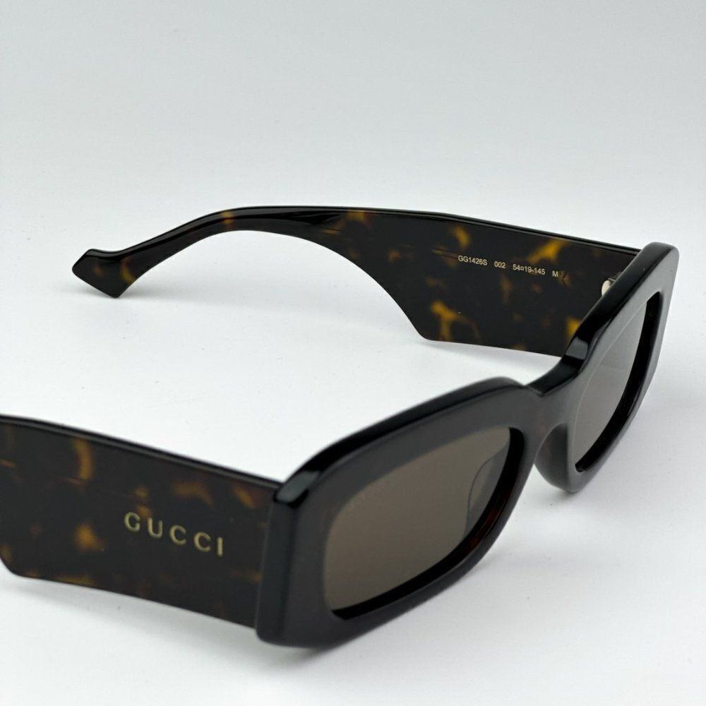 NEW Gucci GG1426S 002 Dark Havana Brown Unisex Rectangle Sunglasses GG 1426s - Picture 9 of 11